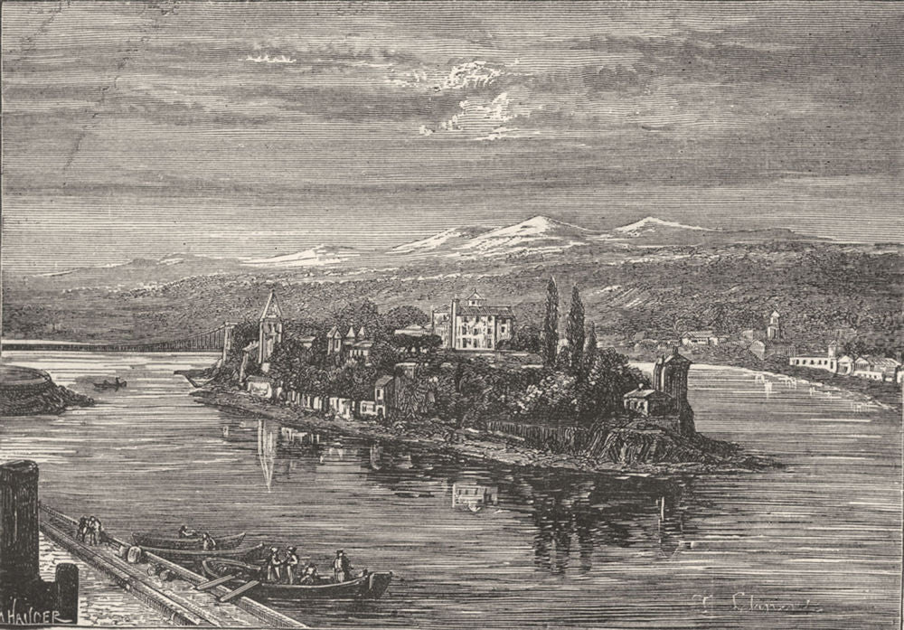 RHÔNE. Lyon. L'lle Barbe 1880 old antique vintage print picture